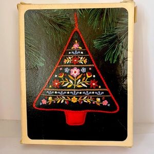 1982 keepsake Ornament Embroidered tree.